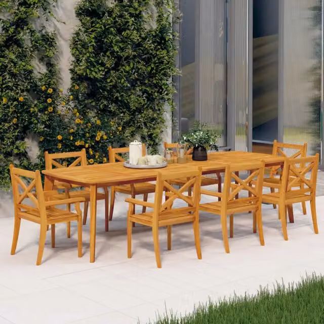 Sedie da Pranzo da Esterni 8 pz in Legno Massello di Acacia 3098662
