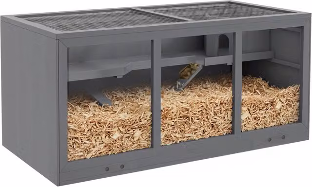 Gabbia per criceti nani Xylo in legno grigio con chiusura – 1