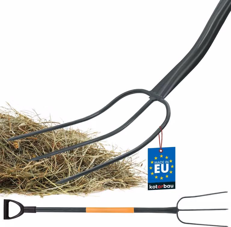 KOTARBAU® Forca per letame a 3 rebbi da 125 cm con manico in metallo per il giardino e l'agricoltura