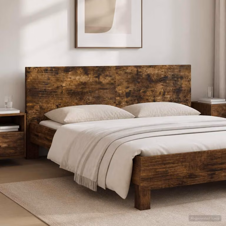 Testiera da muro vidaXL HAARLEM in legno ingegnerizzato Rovere Fumo con ripiano integrato, marrone