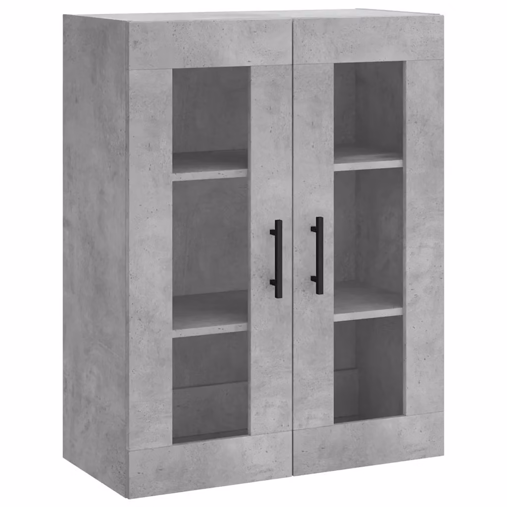 Mobile a Parete Moderno vidaXL Grigio con Ante in Vetro e Ripiani in Legno L: 69,5 cm, P: 34 cm, H: 90 cm – 2
