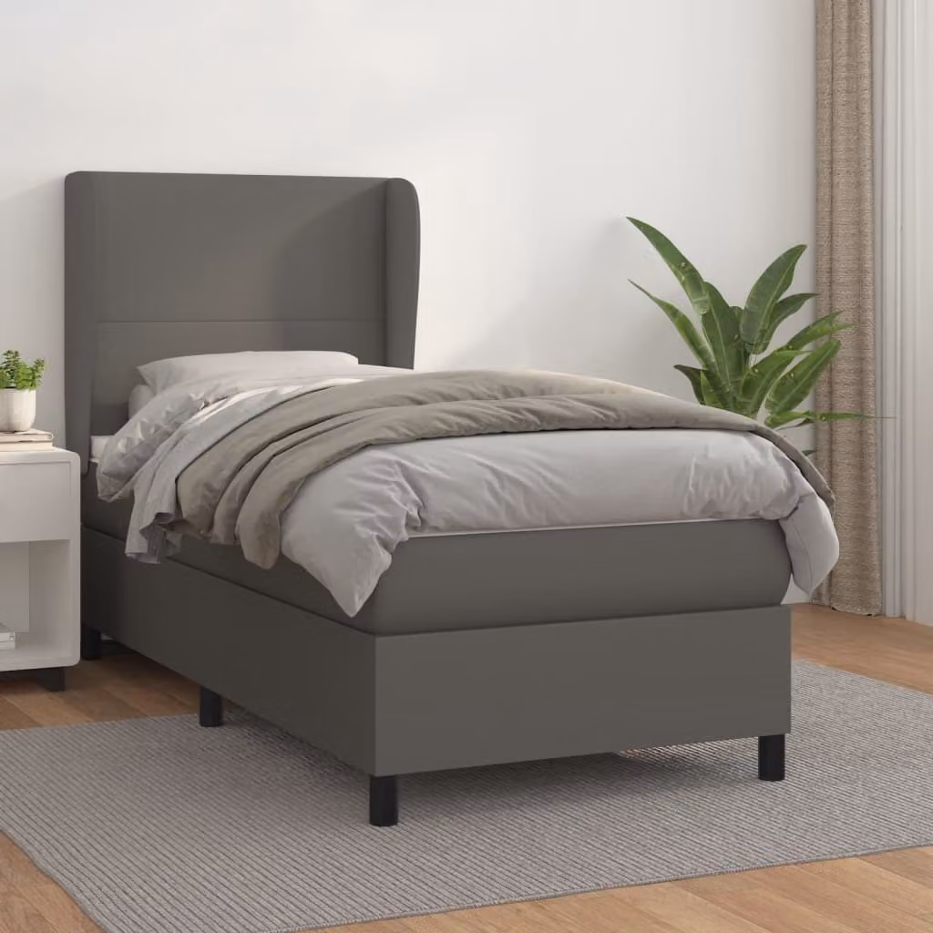 Maison Exclusive - Giroletto a Molle con Materasso Grgio 80x200 cm in Pelle finta