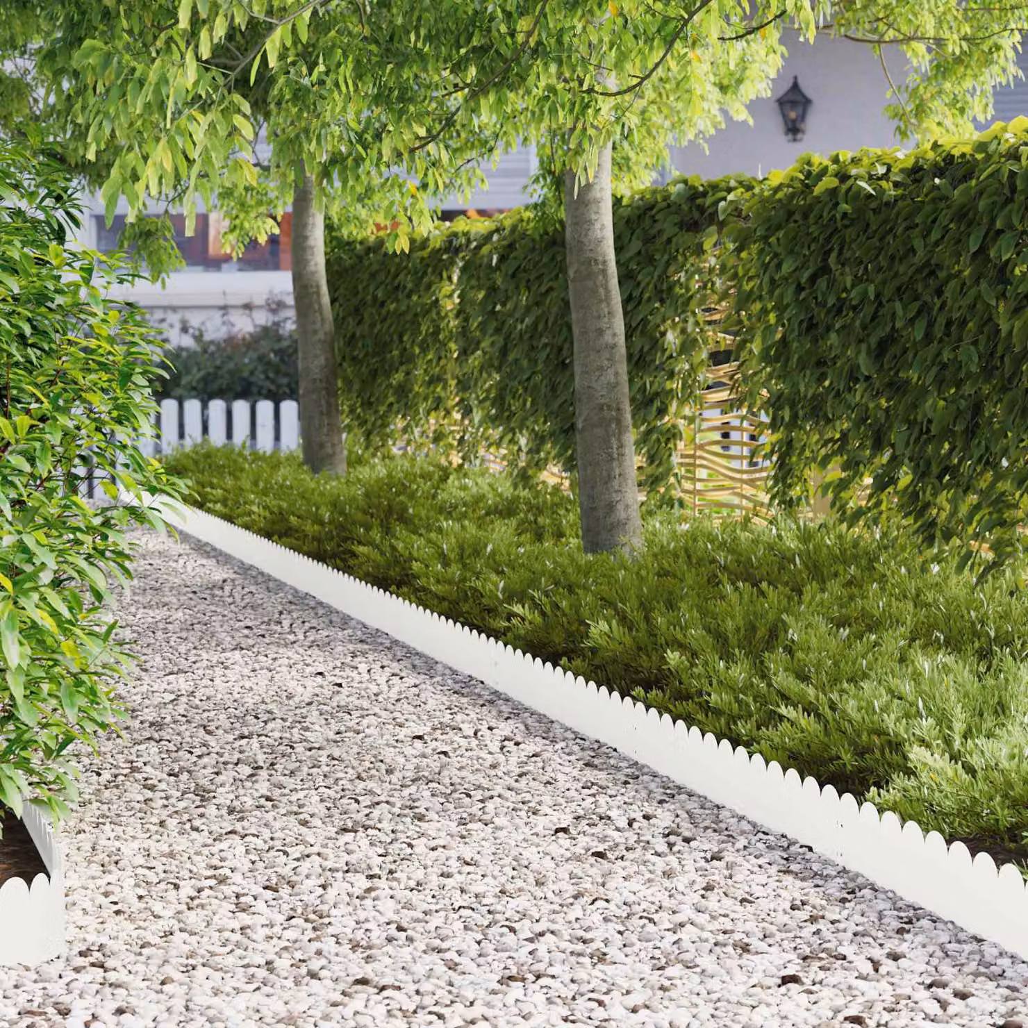 Set di 30 bordure per prato vidaXL in acciaio bianco, 103 x 20 cm