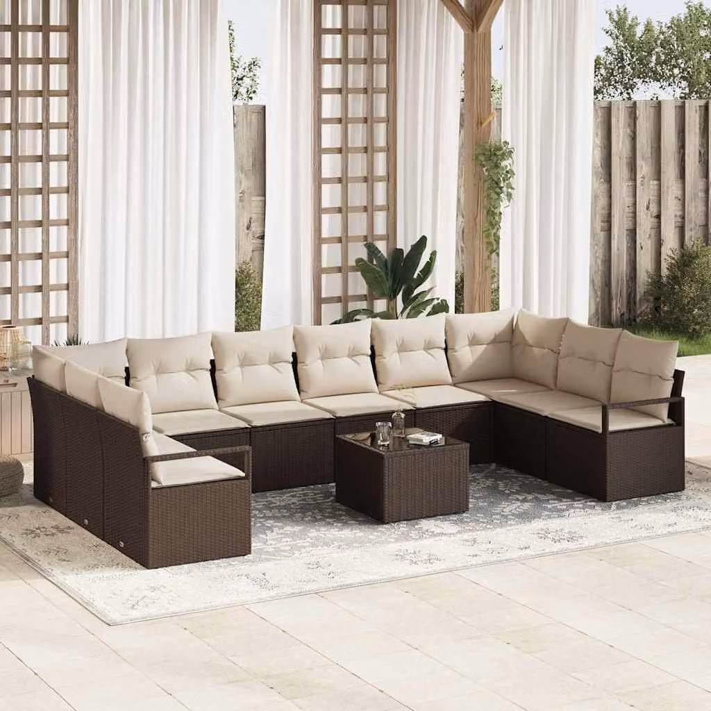 Maison Exclusive - Set di divani da salotto, 11 pezzi, colore marrone [Materiale sintetico]: rattan sintetico