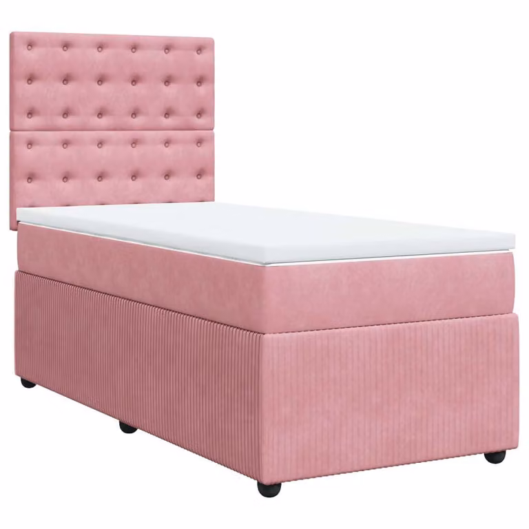 Giroletto a Molle con Materasso Rosa 90x190 cm in Velluto
