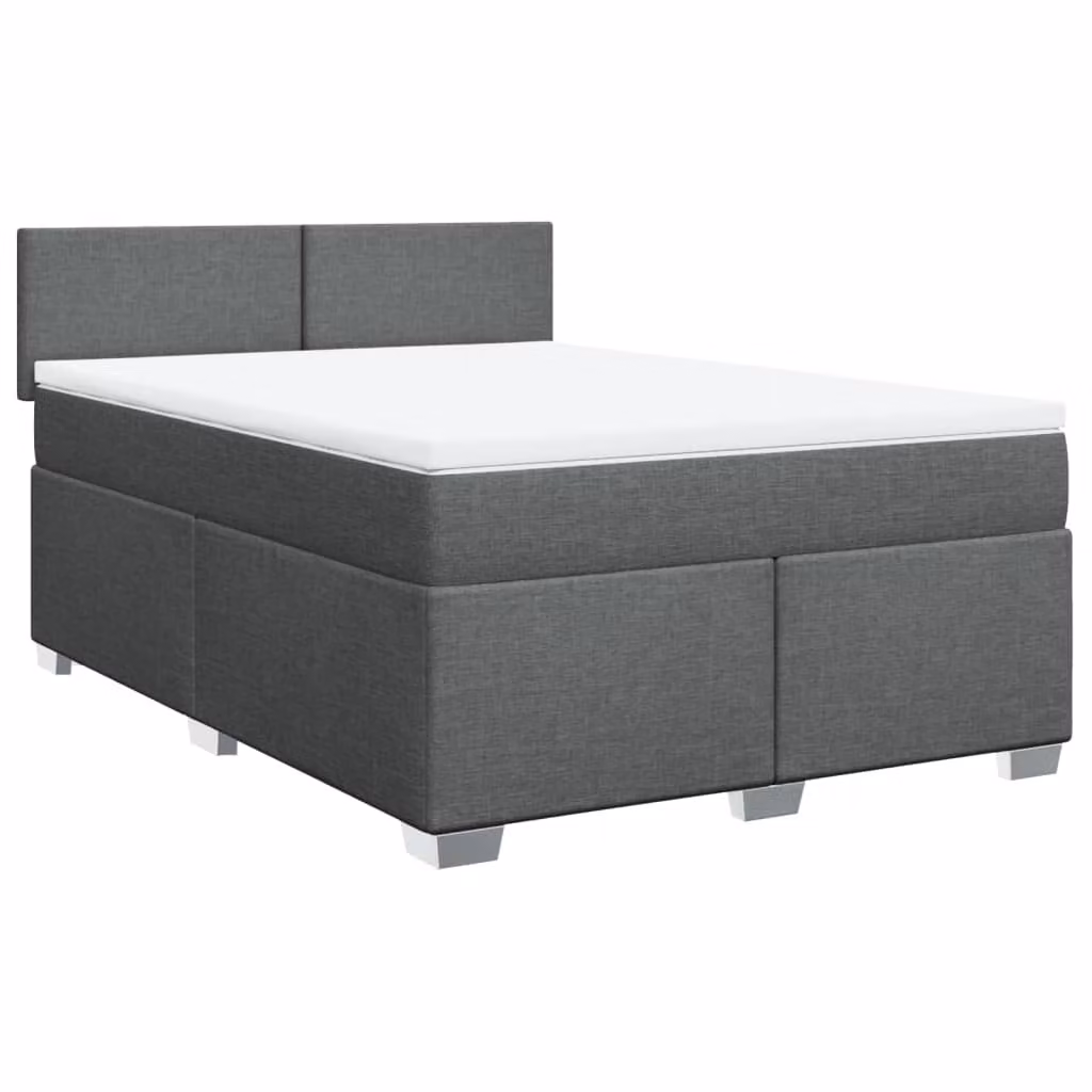 Giroletto a Molle con Materasso Grigio Scuro 140x190 cm Tessuto