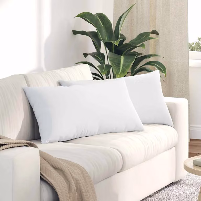 Set di 2 cuscini da divano vidaXL in tessuto bianco con rivestimento rimovibile, L 80 cm x P 40 cm x H 40 cm