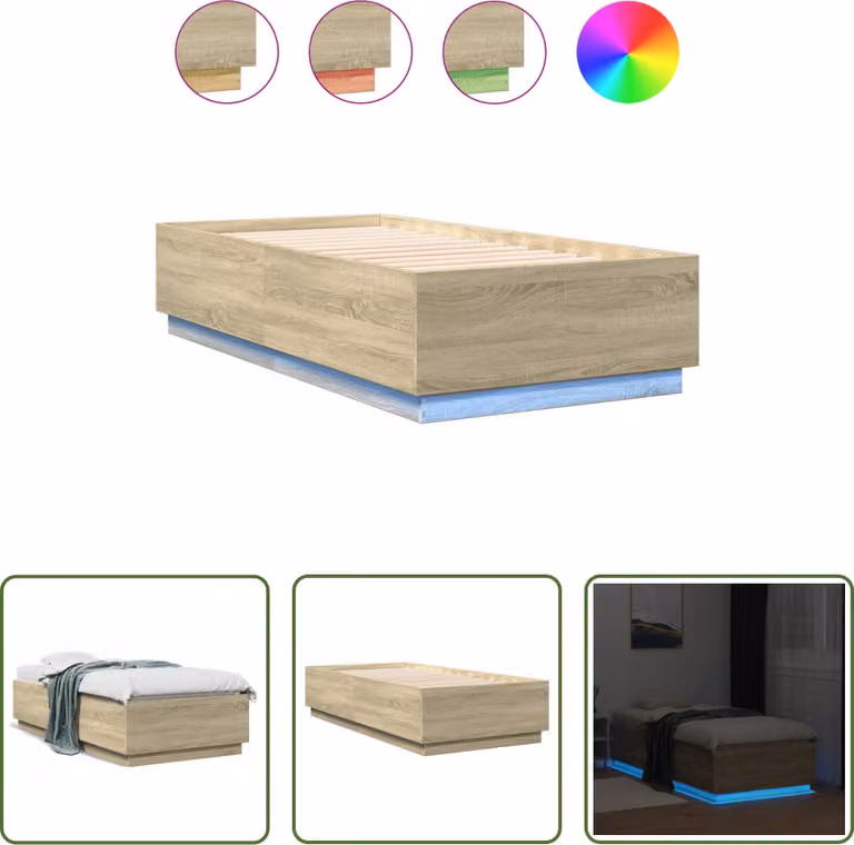 The Living Store Struttura letto con LED rovere Sonoma 75x190 cm Materiale legno