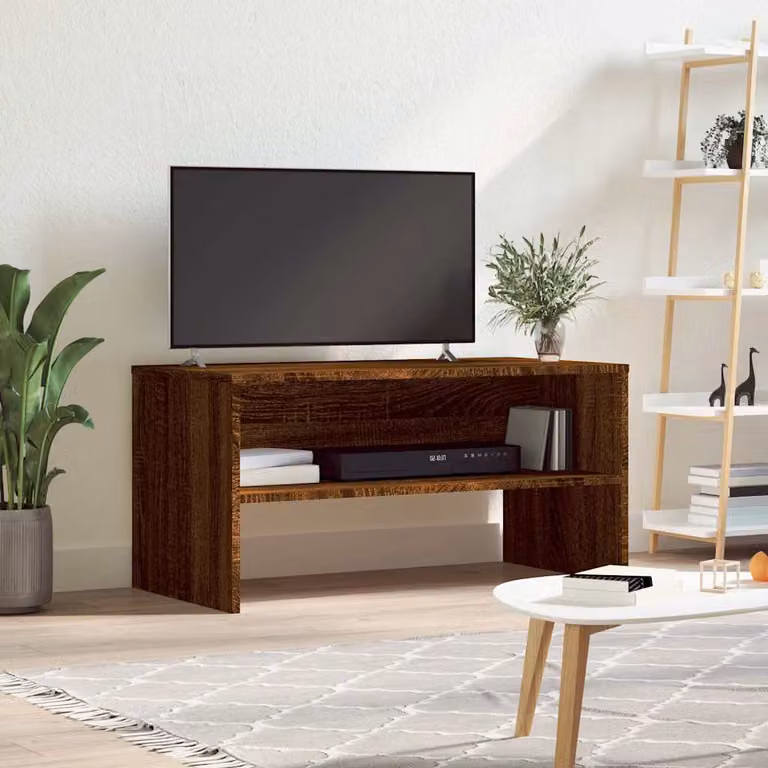 vidaXL Mobile Porta TV Moderno in Legno Rovere Marrone con Ruote L/P/H: 80 x 40 x 40 cm