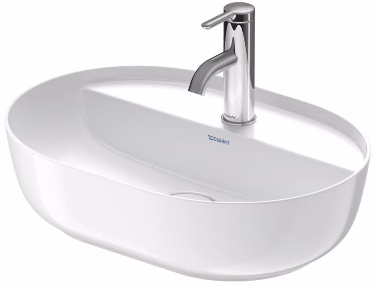 Duravit Luv vasque à poser 50x35cm, sans trop-plein, avec plage de robinetterie, 1 trou pour robinetterie, rectifié, 03805000001, 03805000001