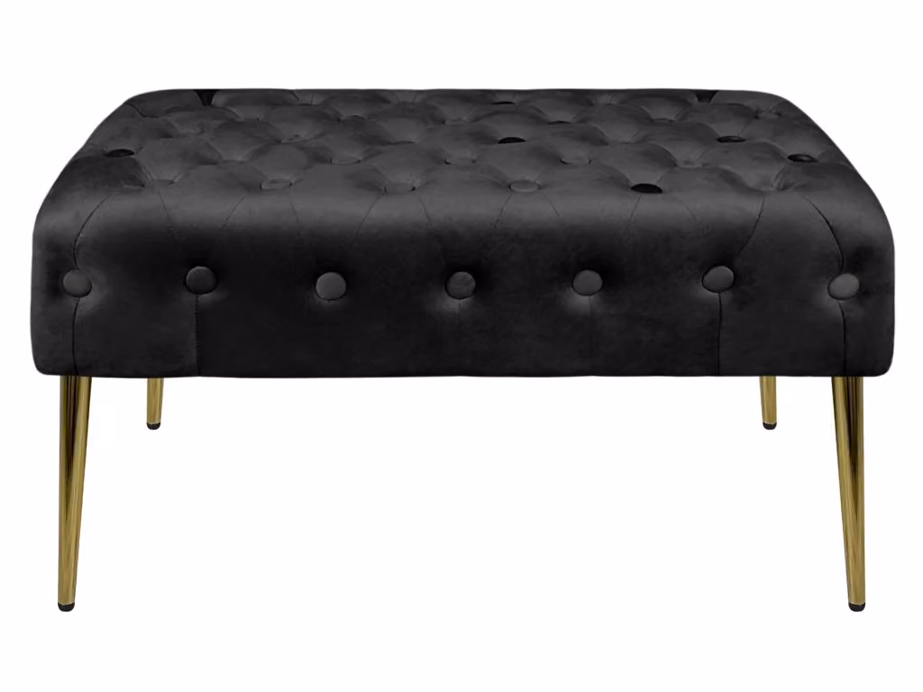 Panca Imbottita in Velluto Nero con Gambe in Metallo Dorato e Struttura in Legno Massello per Camera da Letto o Ingresso - Il Gruppone Passione Casa, L: 100 cm, P: 43 cm, H: 38 cm – 2
