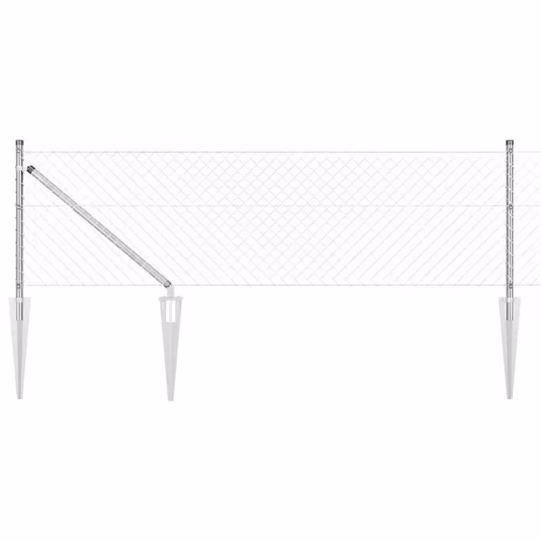 Recinzione a maglie con punte vidaXL in acciaio zincato color argento, L: 10 m, H: 1,8 m, P: 0,4 m