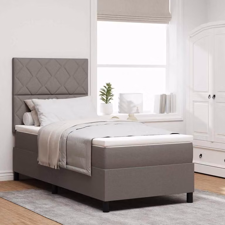 Maison Exclusive - Letto boxspring con testiera color taupe 100 x 200 cm in tessuto