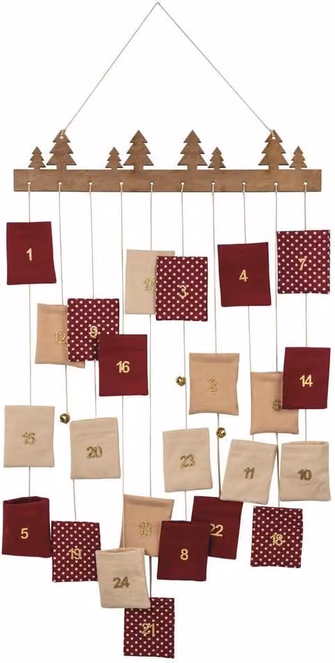 Calendario dell'Avvento da appendere - Colori assortiti - 44 x 95 cm - Set di buste