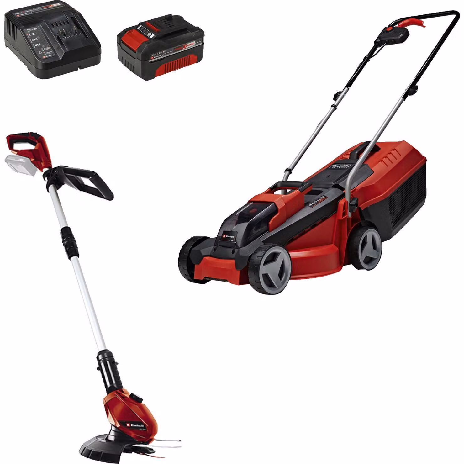 Set di tagliaerba a batteria Einhell Power X-Change GE-CM 18/30+ e tagliasiepi GE-CT 18