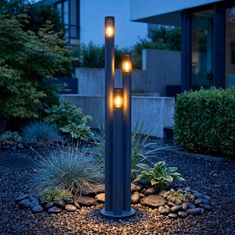 Lampada da terra a LED RGB, acciaio inossidabile, antracite fumé, H 170 cm