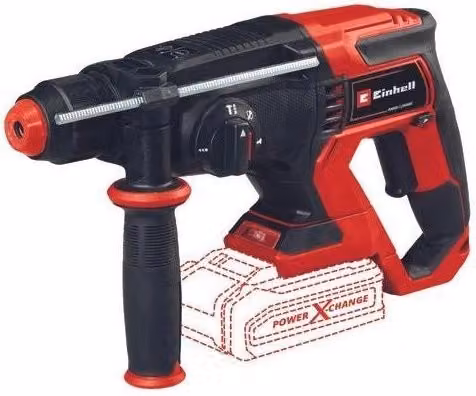 Martello Tassellatore a Batteria Einhell TE-HD 18-20 Li 18 V con 4 Funzioni SDS Plus, Batteria 4,0 Ah e Caricabatterie, Nero e Rosso