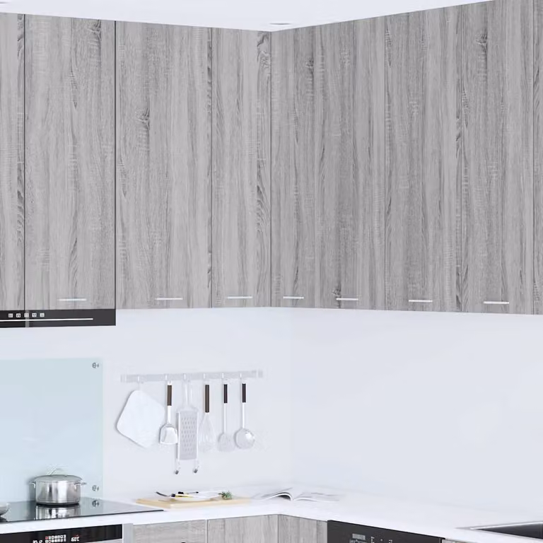 vidaXL Armadio pensile da cucina moderno con ante a battente, Grigio e Bianco, L/P/H: 57 x 57 x 100 cm