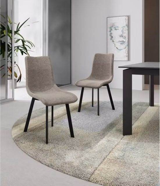 Set di 4 Sedie rivestita in tessuto easy-clean Gambe in metallo verniciato Iris 45cm X 56cm H 86cm Stones