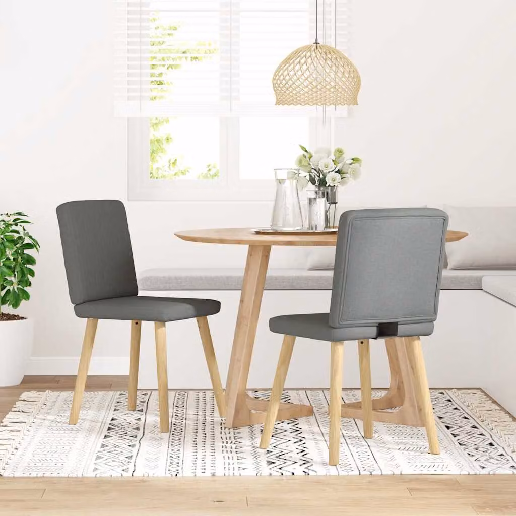 Set di 2 sedie da pranzo vidaXL in tessuto grigio con struttura in legno e metallo per soggiorno o cucina
