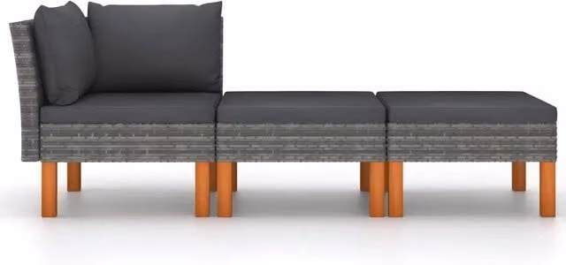 Set di Divani da Giardino a L con Ottoman DESIGN IN, Colore Grigio Antracite, Struttura in Metallo e Legno con Cuscini Inclusi e Rivestimenti Rimovibili – 1