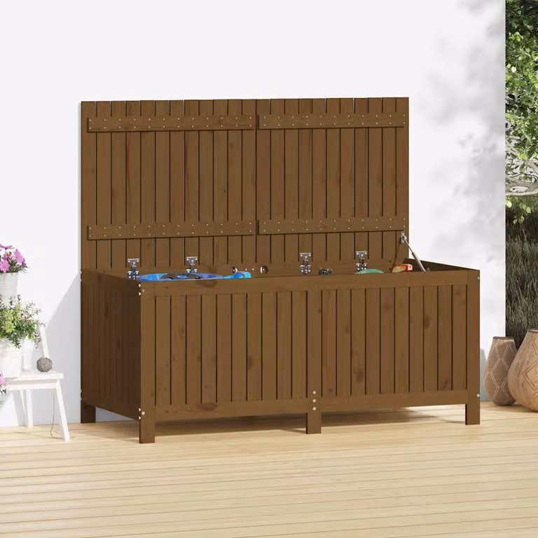 Contenitore da giardino vidaXL in legno massello di pino color marrone, stile rustico, L: 147 cm, P: 68 cm, H: 64 cm