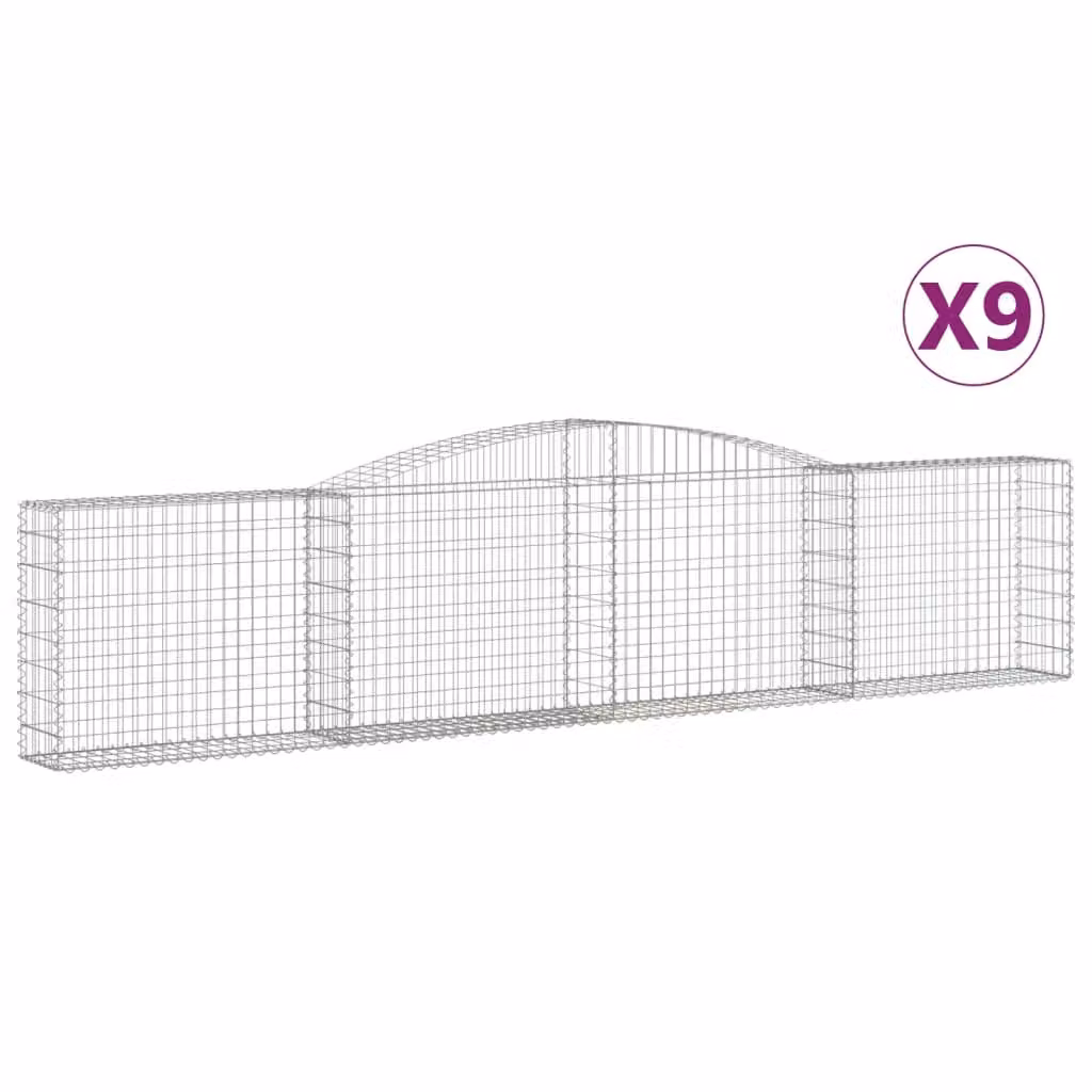 Cesti Gabbioni ad Arco 9 pz 400x30x80/100 cm Ferro Zincato