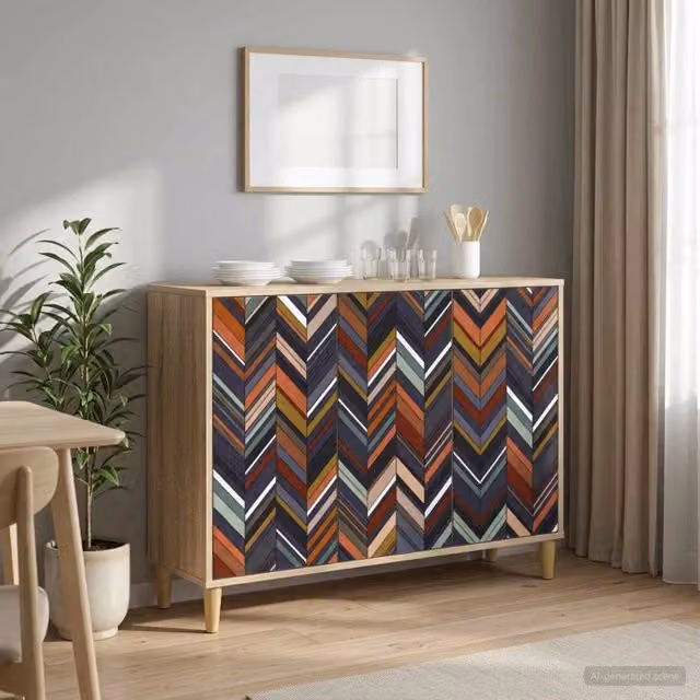 Credenza moderna vidaXL in legno MDF marrone e multicolore L: 102 cm, P: 33 cm, H: 75 cm