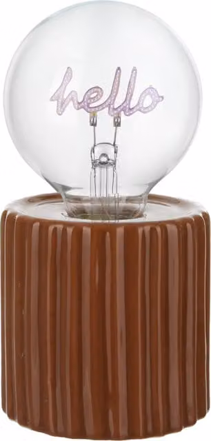 Lampadina decorativa natalizia Hello Led ricaricabile USB in ceramica e vetro trasparente con luce bianca calda