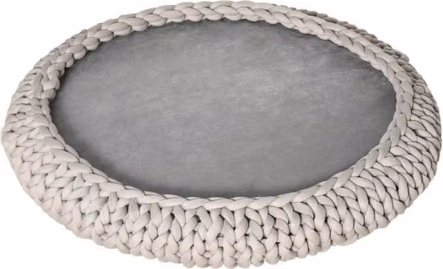 Cuccia per Cani e Gatti Ø93x15 cm in Tessuto Effetto Velluto Grigia