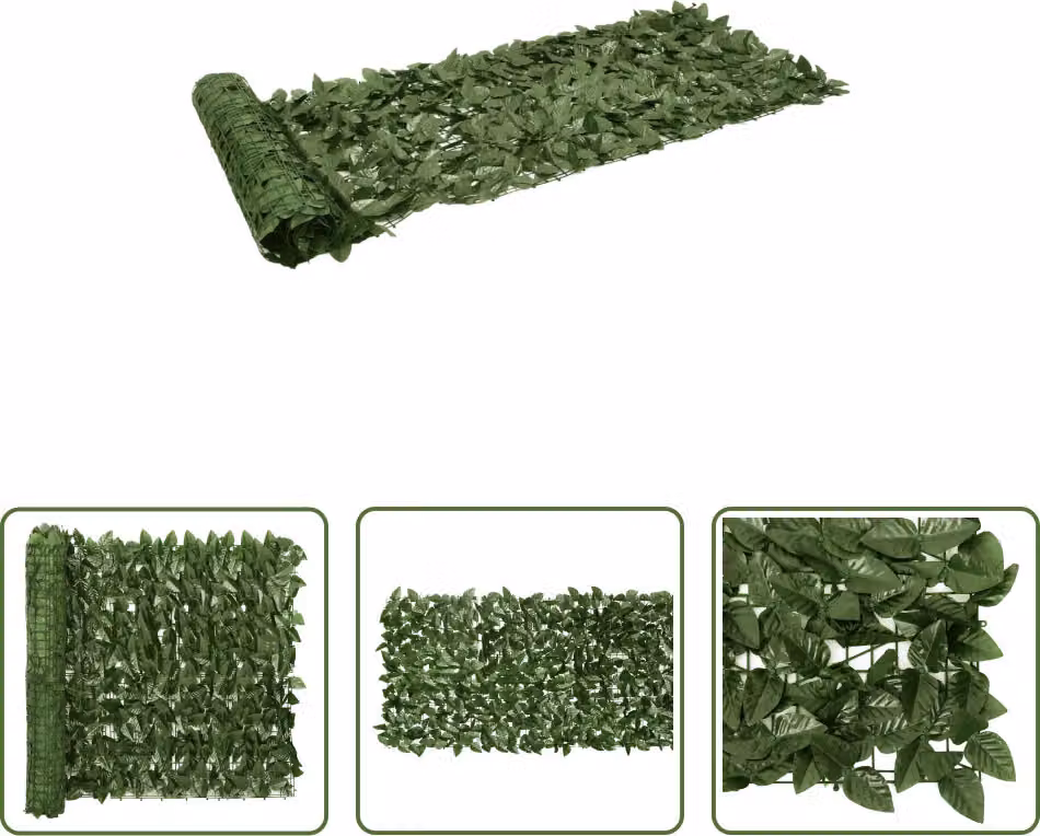 The Living Store Paravento per balcone con foglie verde scuro 200x75 cm