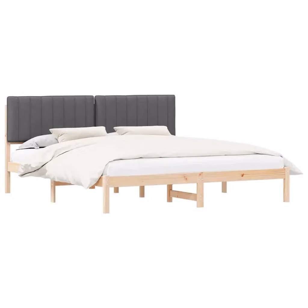 Letto matrimoniale con testiera rivestita in tessuto grigio vidaXL L/P/H: 180 x 200 x 84,5 cm – 2