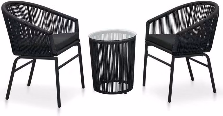 Maison Exclusive - Set da bistrot composto da 3 pezzi con cuscini, in rattan sintetico (PE), colore nero