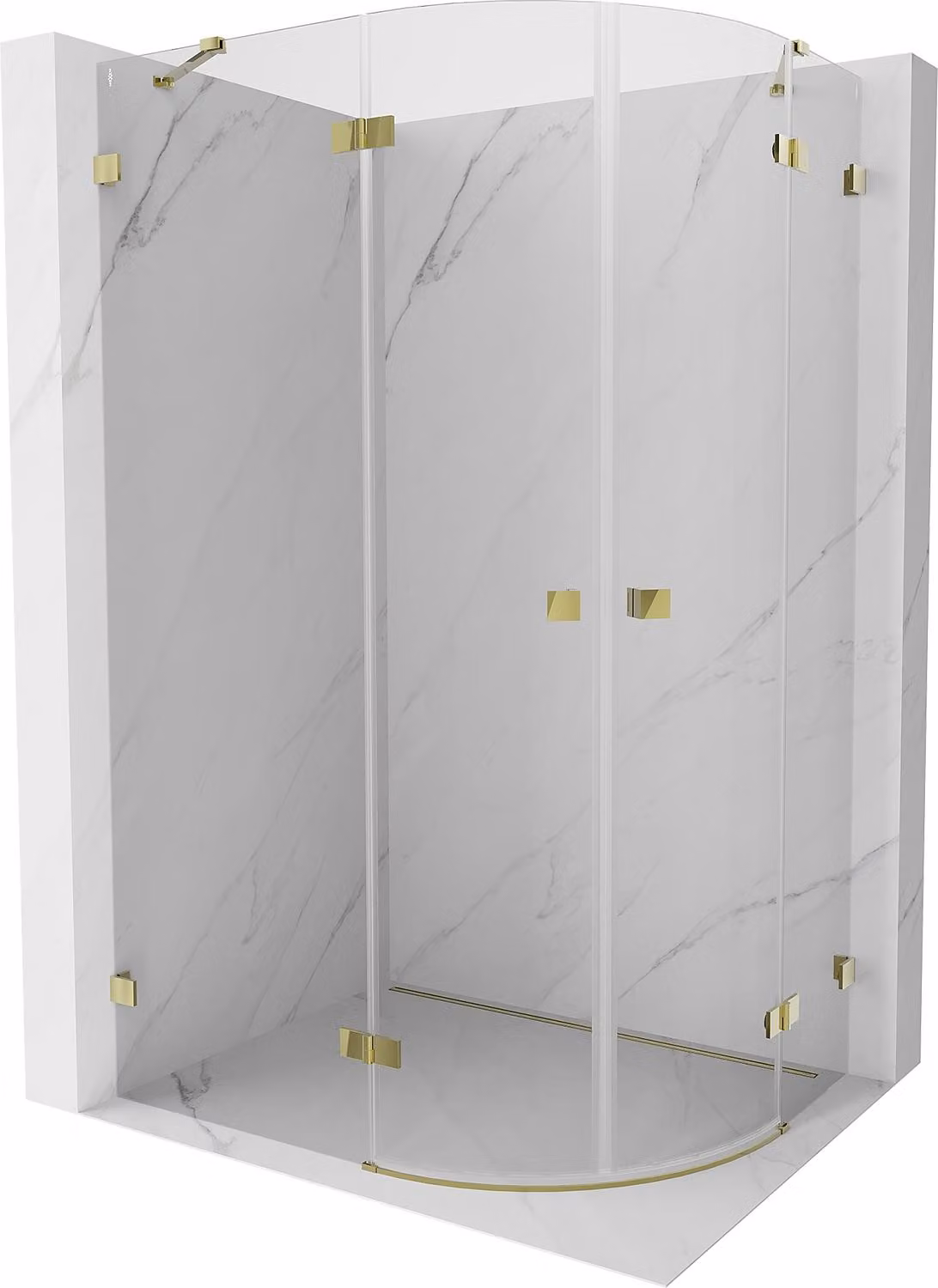 Mexen Lunar cabina doccia semicircolare inclinabile sinistra 80 x 70 cm, trasparente, oro - 833-080L-070P-50-00