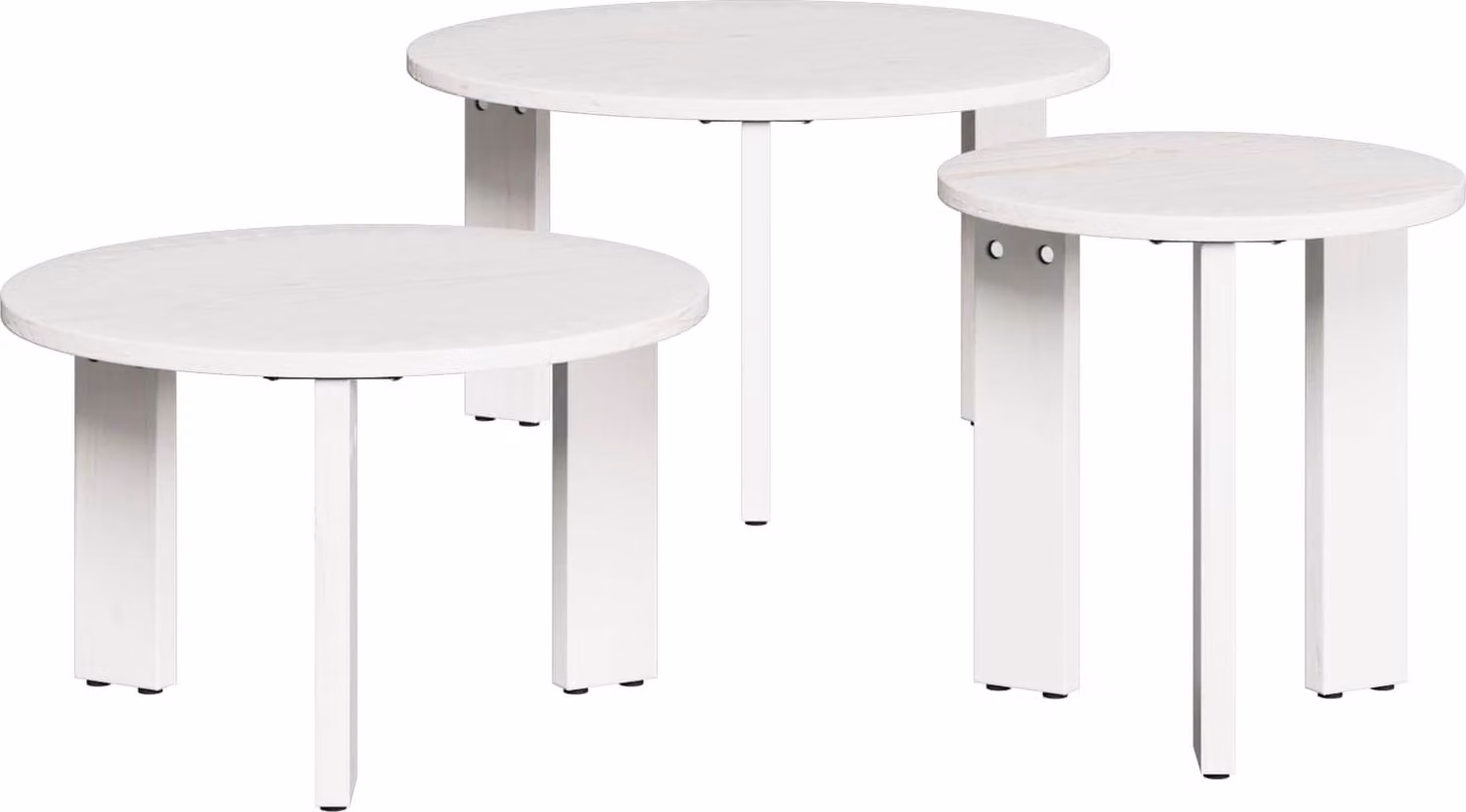 Tavolino da salotto 3 pcs Bianco Legno di pino massello