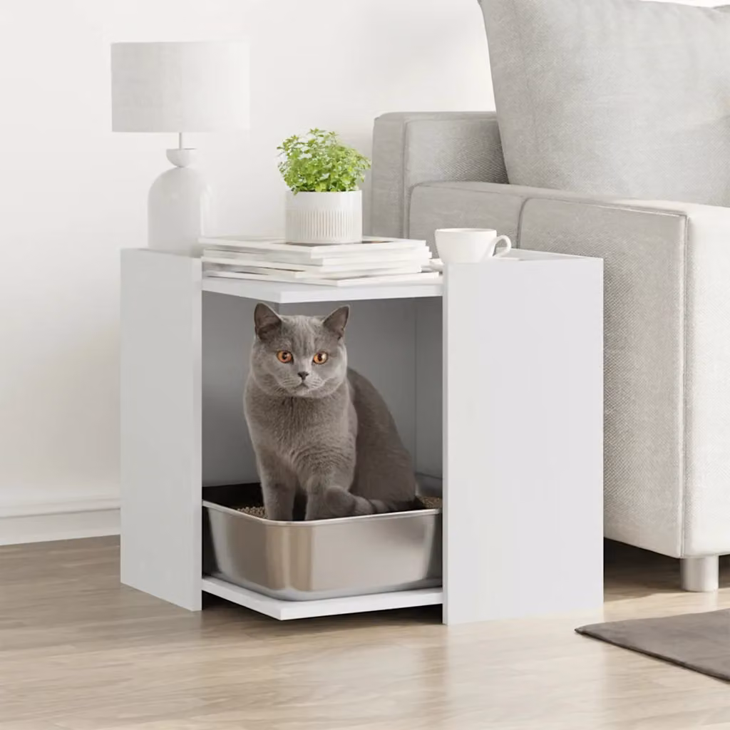 vidaXL Rifugio per lettiera per gatti Bianco L: 53 cm, P: 53 cm, H: 51 cm