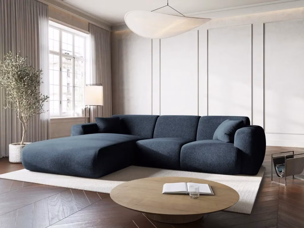 Divano angolare sinistro Nolio Cosmopolitan Design a 4 posti in ciniglia blu reale L/P/H: 260 x 170 x 72 cm – 2