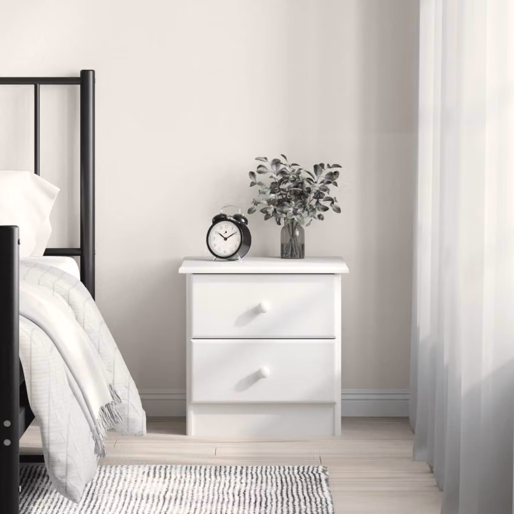 Comodino alto vidaXL in legno massello di pino bianco L 41 cm, P 35 cm, H 41 cm