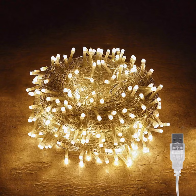 Catena luminosa a LED, 200 luci, 20 metri, luce bianca calda/fredda, dimmerabile, grado di protezione IP44