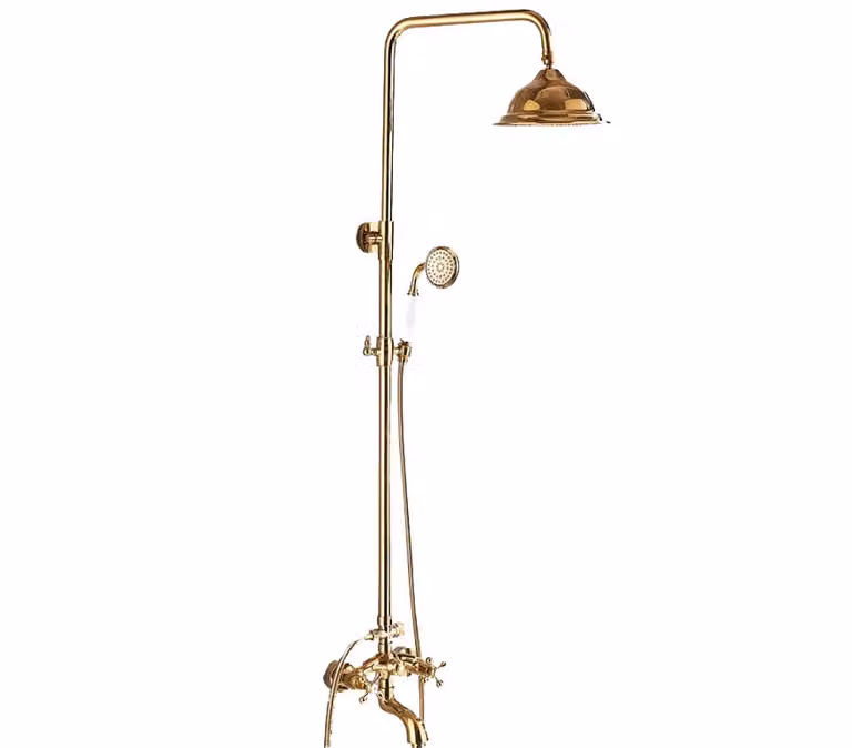 Doccia a batteria KRAN retrò in ottone GOLD HELION