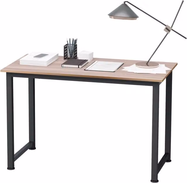 Scrivania da ufficio XYLO in legno e metallo moderna, colore nero e marrone, L 120 cm x P 60 cm x H 76 cm – 1