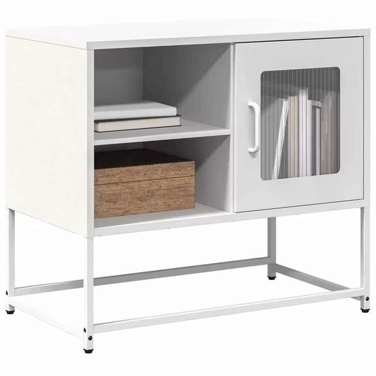 Mobile TV vidaXL in metallo bianco con stile industriale L: 68 cm, P: 39 cm, H: 60,5 cm
