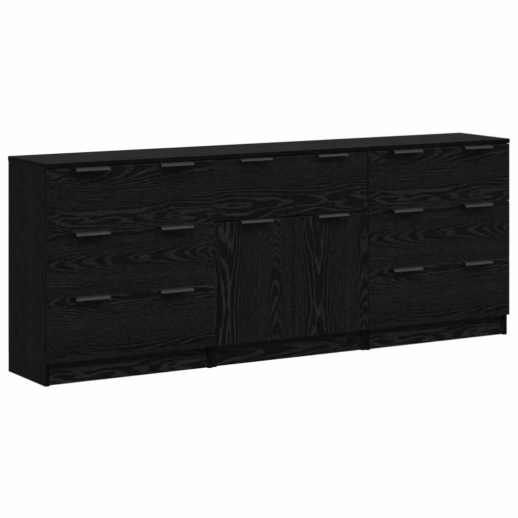 Credenza moderna vidaXL in 3 pezzi colore nero in legno MDF L: 181 cm, P: 30 cm, H: 70 cm – 2