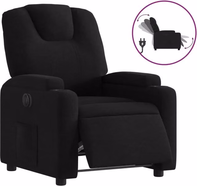 Poltrona | Sedia Relax Elettrica Reclinabile Nera in Tessuto