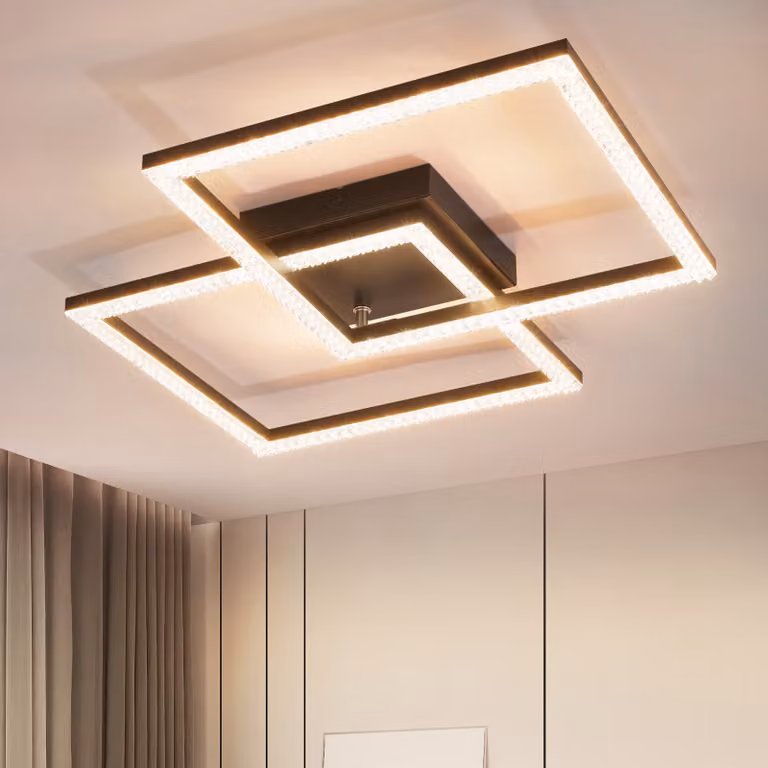 ZMH plafoniere Plafoniera LED nera 24W bianco caldo 3000K moderna cristallo metallo per camera da letto soggiorno corridoio cucina