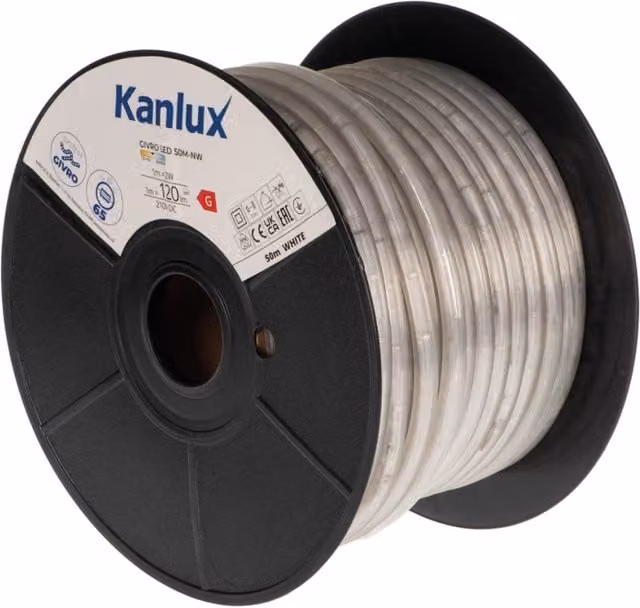 Tubo LED Kanlux GIVRO dimmerabile, luce bianca fredda 4000K, IP65, bianco, 50 m