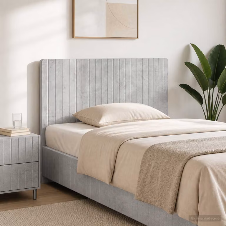 Testiera da muro vidaXL ZWOLLE con ripiano integrato in legno ingegnerizzato, Grigio, L: 120 cm, H: 50 cm, P: 10,6 cm