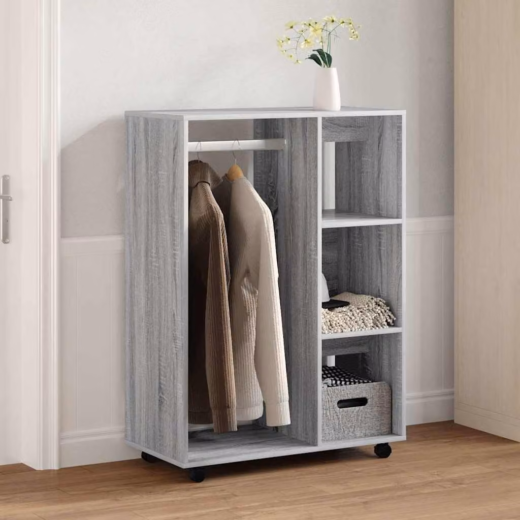 Armadio moderno vidaXL in legno multistrato grigio opaco con ripiani e appendiabiti L/P/H: 80 x 40 x 110 cm