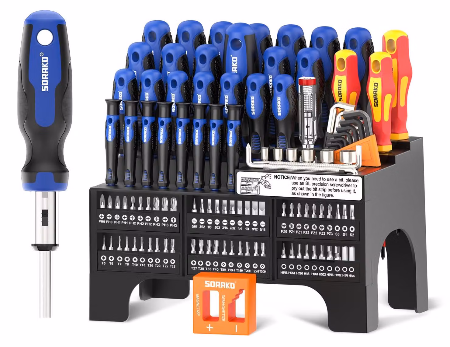 Set di cacciaviti da 118 pezzi, magnetici, con meccanismo a cricchetto e punte intercambiabili, per uso domestico