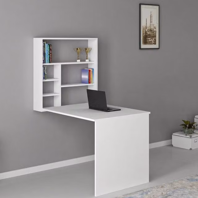 Scrivania DMORA Veglio moderna in legno bianco L: 90 cm, P: 59 cm, H: 74 cm